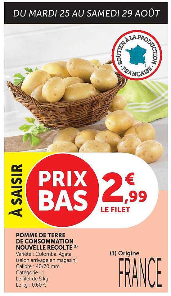 POMME DE TERRE DE CONSOMMATION NOUVELLE RECOLTE