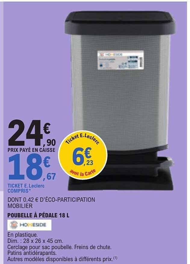 POUBELLE À PÉDALE 18 L