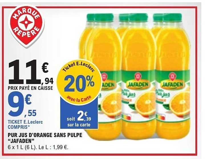 PUR JUS D'ORANGE SANS PULPE "JAFADEN"