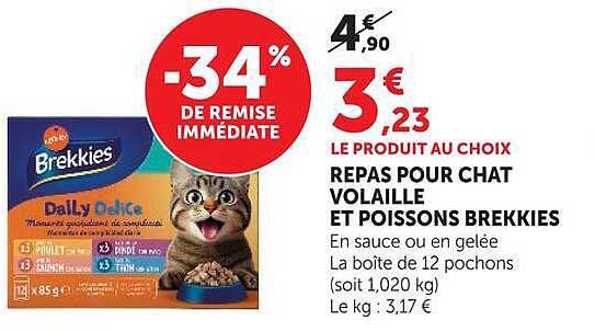 REPAS POUR CHAT VOLAILLE ET POISSONS BREKKIES