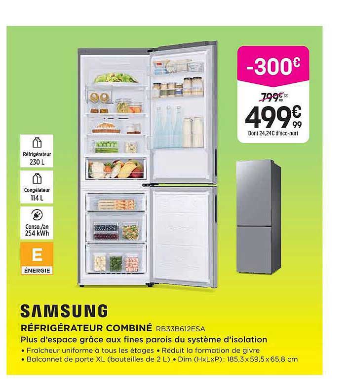 SAMSUNG RÉFRIGÉRATEUR COMBINÉ RB33B612ESA