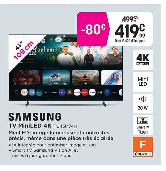SAMSUNG TV MiniLED 4K TU43M74H