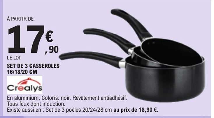 SET DE 3 CASSEROLES 16/18/20 CM