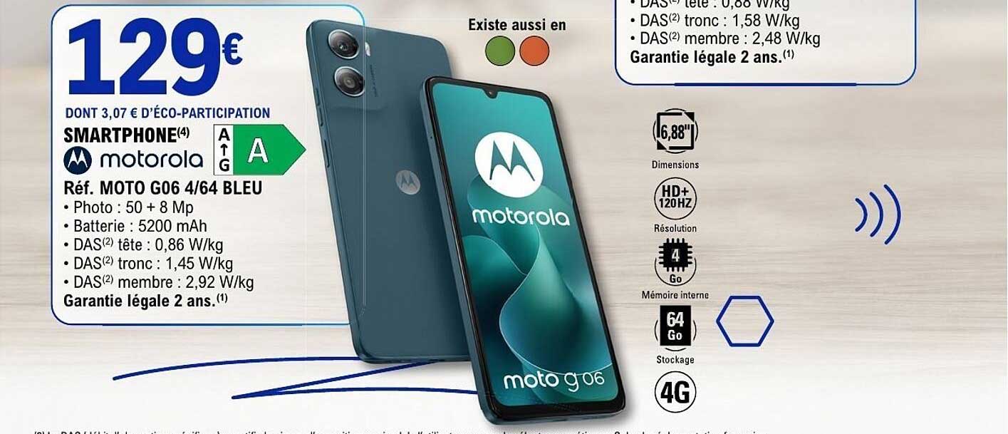 SMARTPHONE motorola Réf. MOTO G06 4/64 BLEU