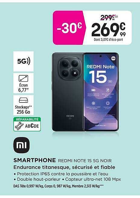 SMARTPHONE REDMI NOTE 15 5G NOIR