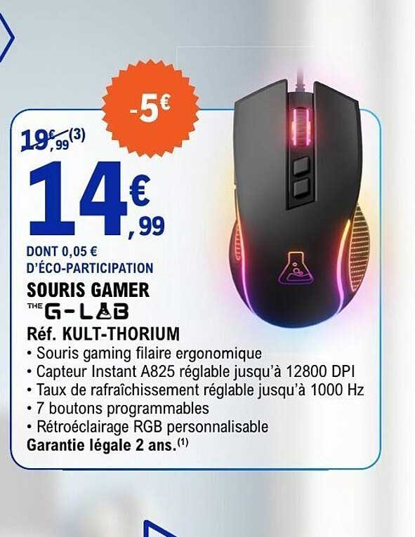 SOURIS GAMER THE G-LAB Réf. KULT-THORIUM