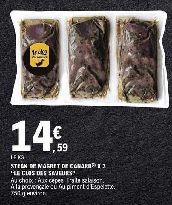 STEAK DE MAGRET DE CANARD(2) X 3 “LE CLOS DES SAVEURS”