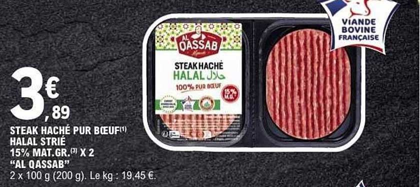 STEAK HACHÉ PUR BŒUF HALAL STRIÉ 15% MAT.GR. X 2 “AL QASSAB”