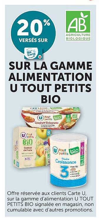 SUR LA GAMME ALIMENTATION U TOUT PETITS BIO