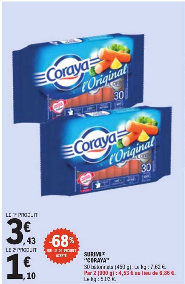 SURIMI "CORAYA" 30 bâtonnets (450 g)