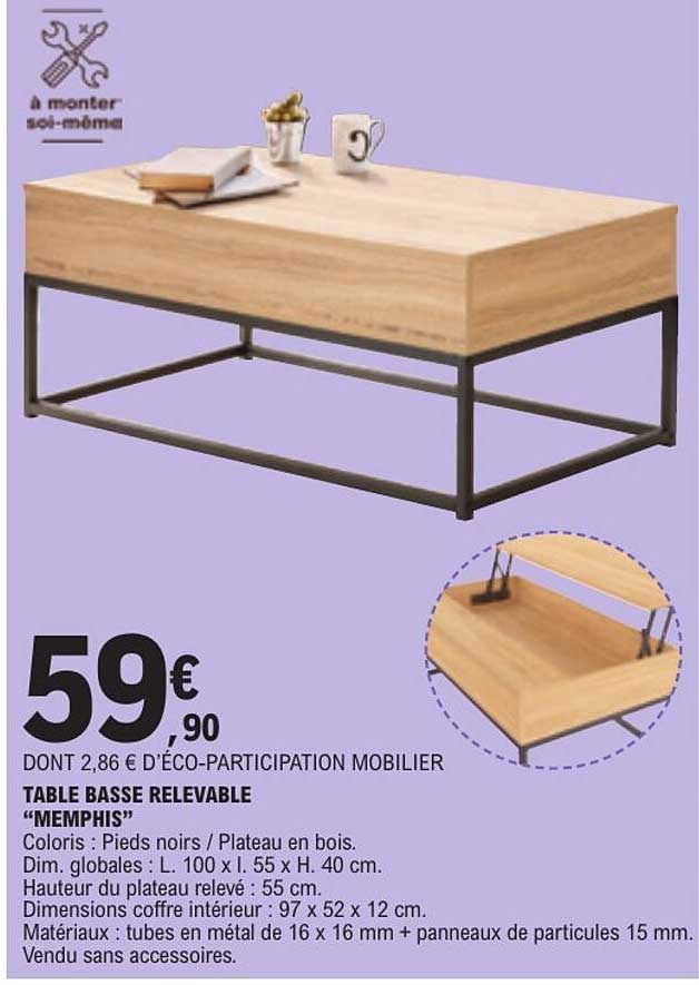 TABLE BASSE RELEVABLE "MEMPHIS"
