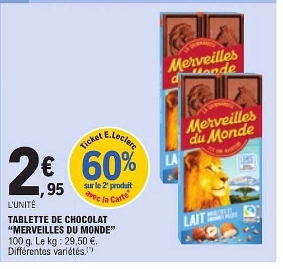 TABLETTE DE CHOCOLAT “MERVEILLES DU MONDE”