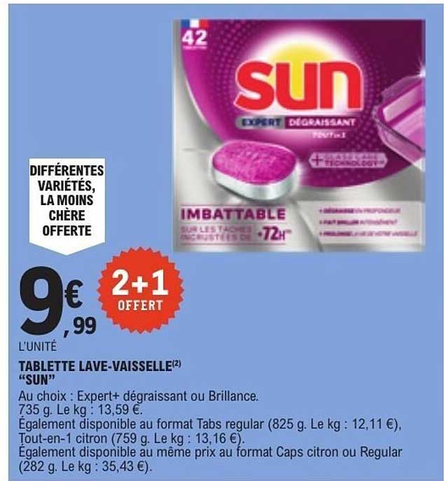 TABLETTE LAVE-VAISSELLE «SUN»