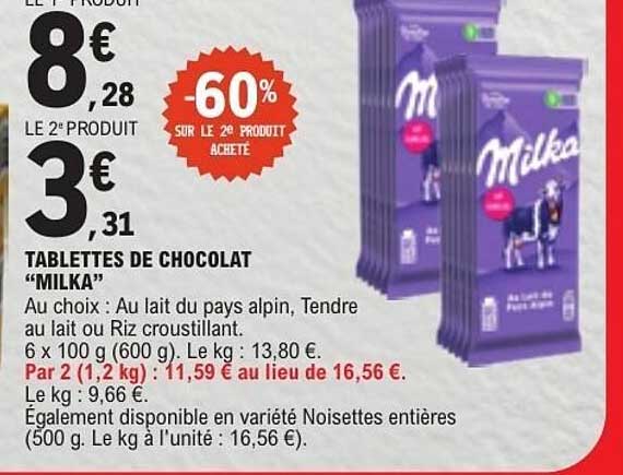 TABLETTES DE CHOCOLAT “MILKA”