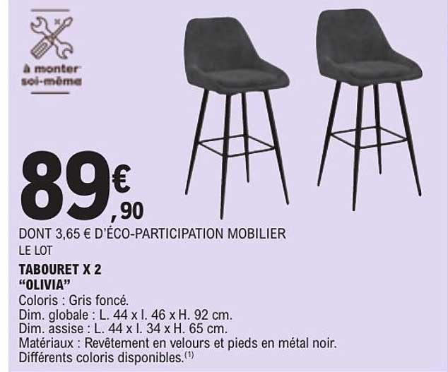 TABOURET X 2 “OLIVIA”