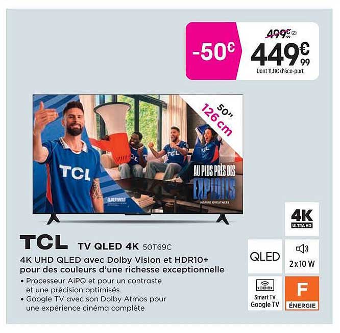 TCL TV QLED 4K 50T69C