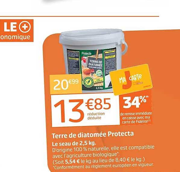 Terre de diatomée Protecta Le seau de 2,5 kg.