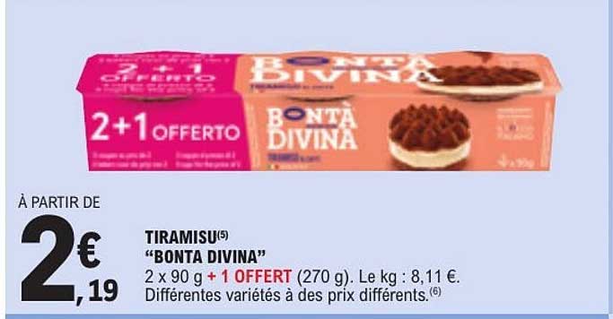 TIRAMISU “BONTA DIVINA” 2 x 90 g + 1 OFFERT (270 g)