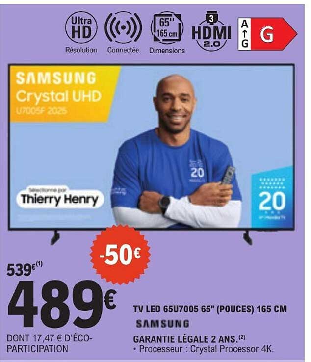 TV LED 65U7005 65" (POUCES) 165 CM SAMSUNG