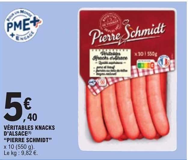 VÉRITABLES KNACKS D’ALSACE “PIERRE SCHMIDT” x 10 (550 g)