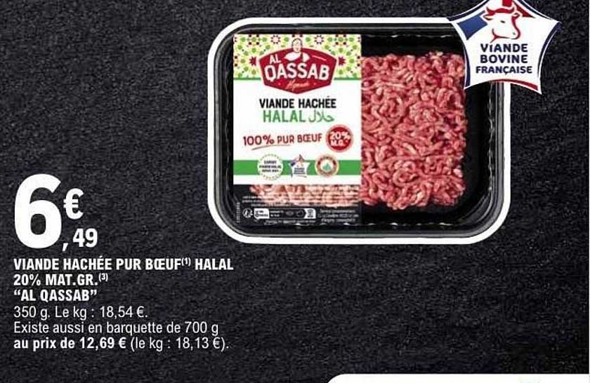 VIANDE HACHÉE PUR BŒUF HALAL 20% MAT.GR. “AL QASSAB”