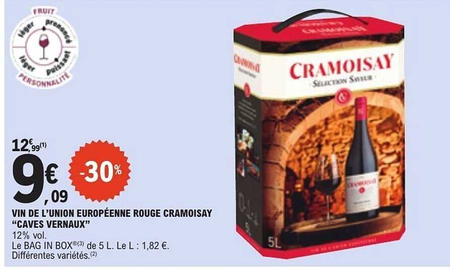 VIN DE L’UNION EUROPÉENNE ROUGE CRAMOISAY “CAVES VERNAUX”