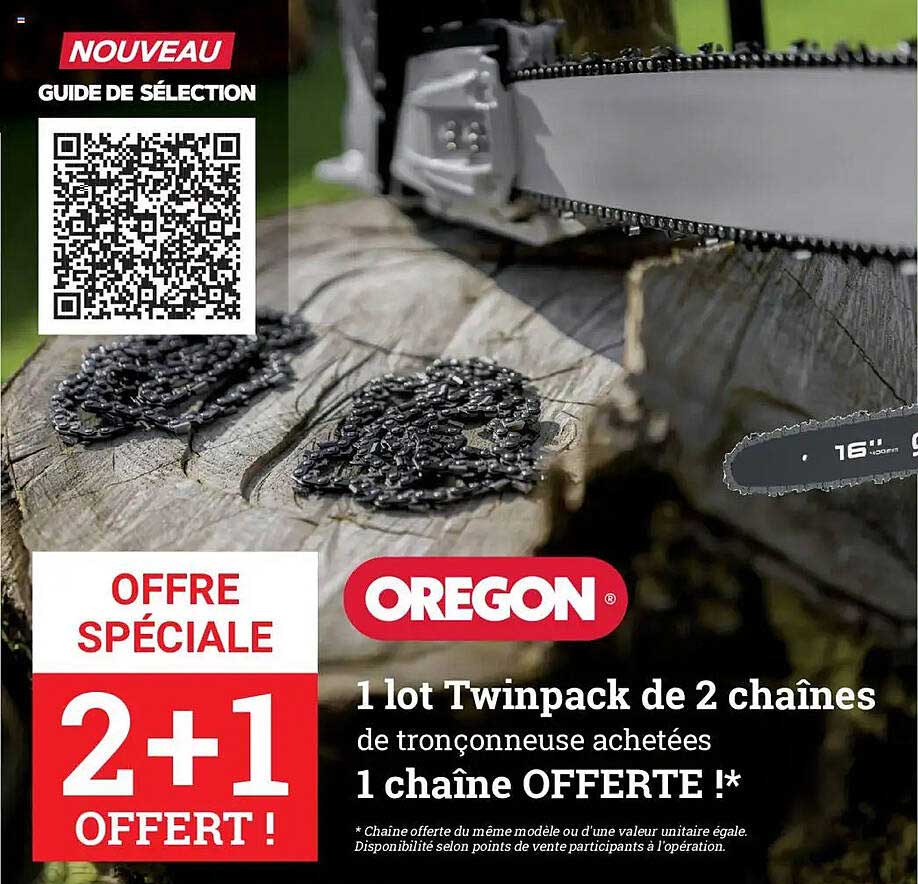 1 lot Twinpack de 2 chaînes de tronçonneuse achetées 1 chaîne OFFERTE !*