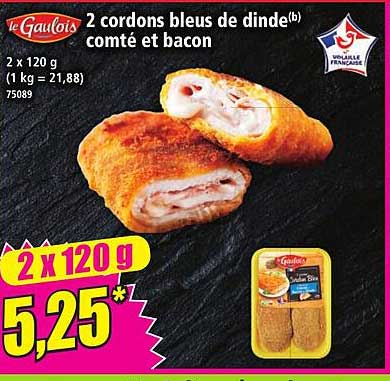 2 cordons bleus de dinde comté et bacon