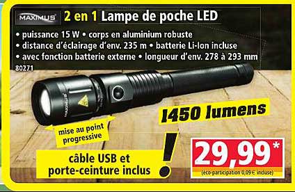 2 en 1 Lampe de poche LED