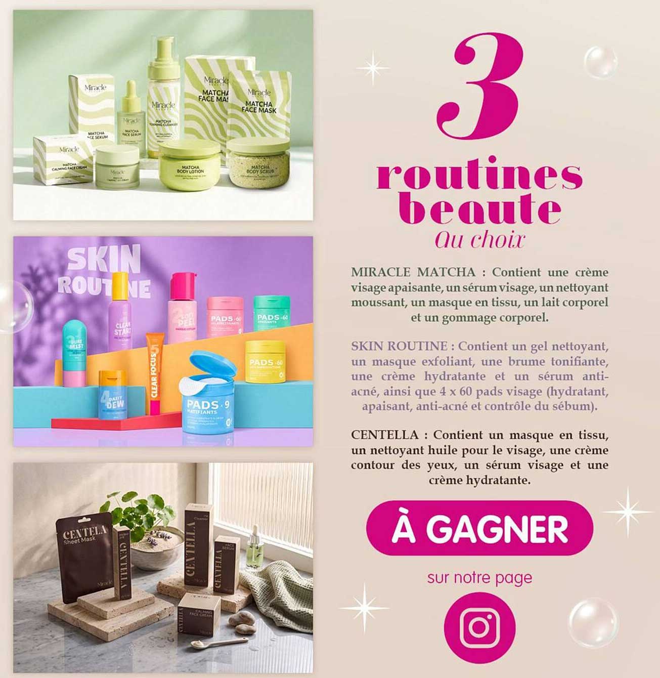 3 routines beauté au choix