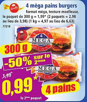 4 méga pains burgers