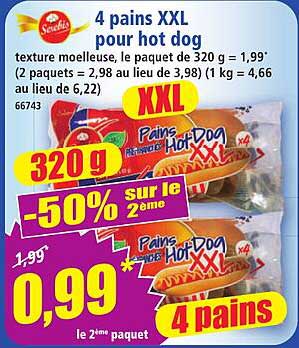 4 pains XXL pour hot dog
