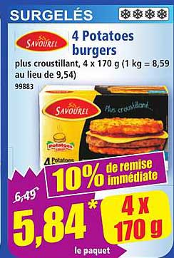 4 Potatoes burgers