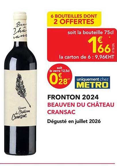 6 BOUTEILLES DONT 2 OFFERTES