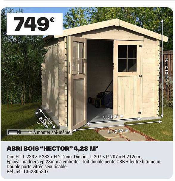 ABRI BOIS “HECTOR” 4,28 M²