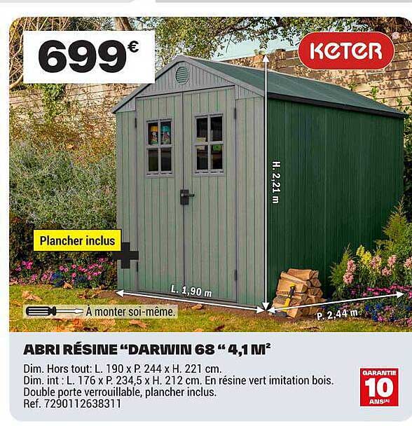 ABRI RÉSINE “DARWIN 68” 4,1 m²