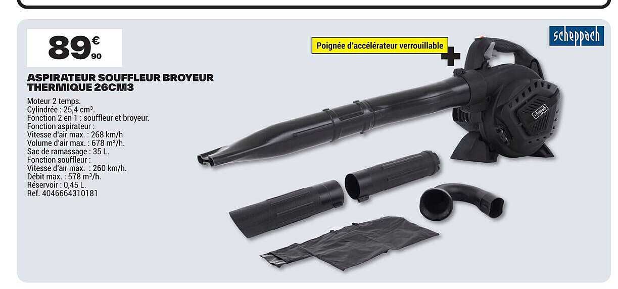 ASPIRATEUR SOUFFLEUR BROYEUR THERMIQUE 26CM3