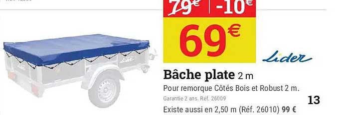 Bâche plate 2 m