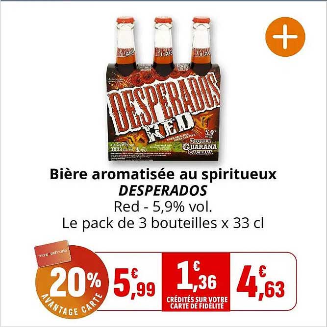 Bière aromatisée au spiritueux DESPERADOS Red - 5,9% vol. Le pack de 3 bouteilles x 33 cl