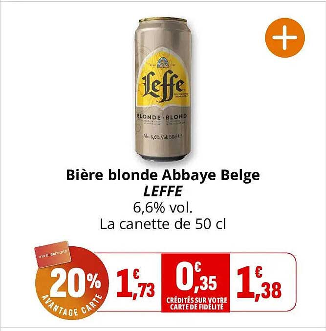 Biere blonde Abbaye Belge LEFFE 6,6% vol. La canette de 50 cl