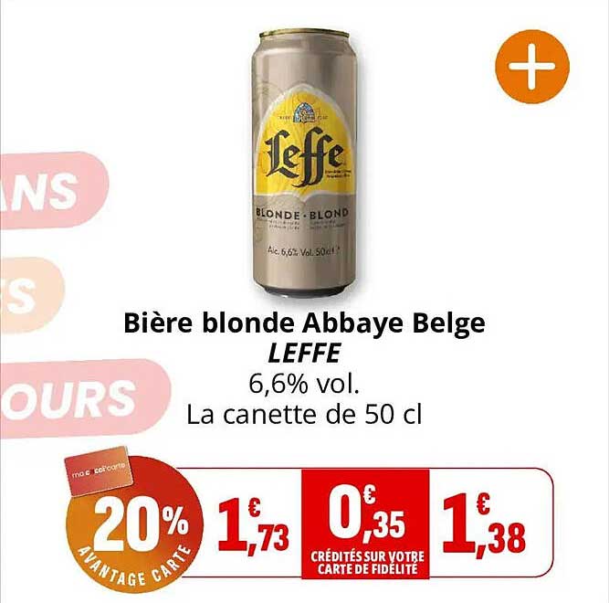 Bière blonde Abbaye Belge LEFFE 6,6% vol. La canette de 50 cl
