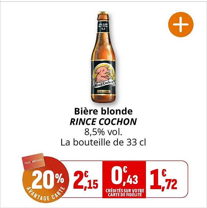 Bière blonde RINCE COCHON 8,5% vol. La bouteille de 33 cl
