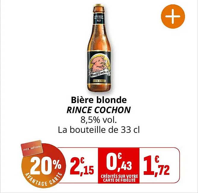 Bière blonde RINCE COCHON 8,5% vol. La bouteille de 33 cl