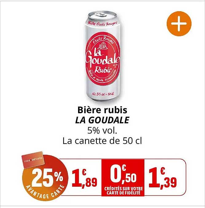 Bière rubis LA GOUDALE 5% vol. La canette de 50 cl