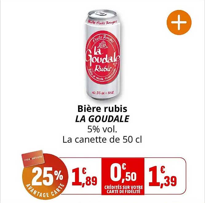 Bière rubis LA GOUDALE 5% vol. La canette de 50 cl