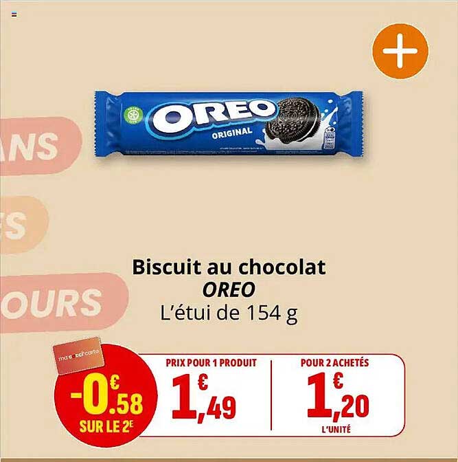 Biscuit au chocolat OREO L’étui de 154 g