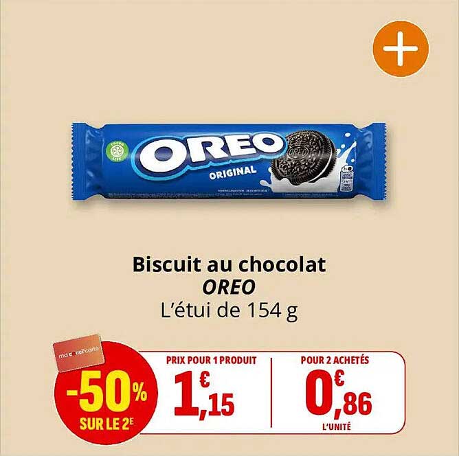 Biscuit au chocolat OREO L'étui de 154 g
