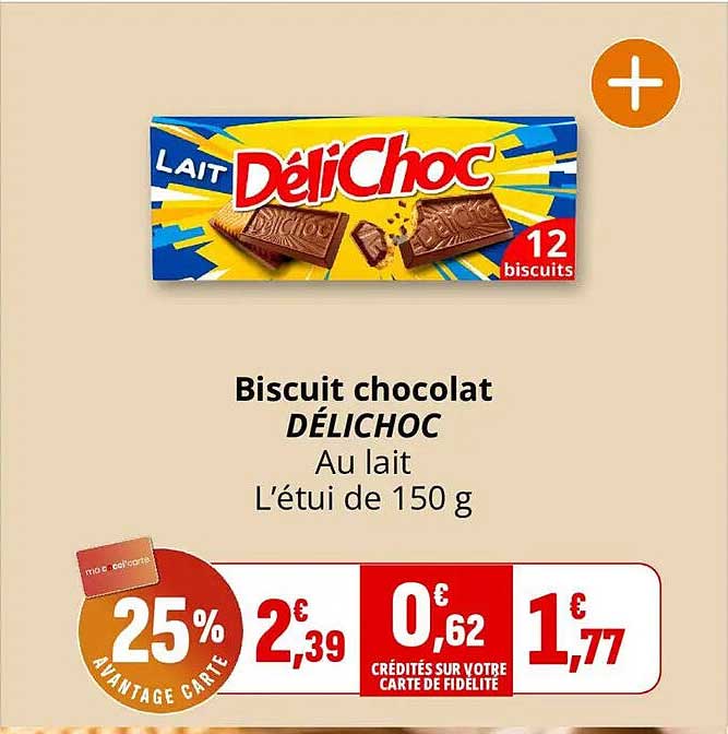 Biscuit chocolat DÉLICHOC Au lait L'étui de 150 g