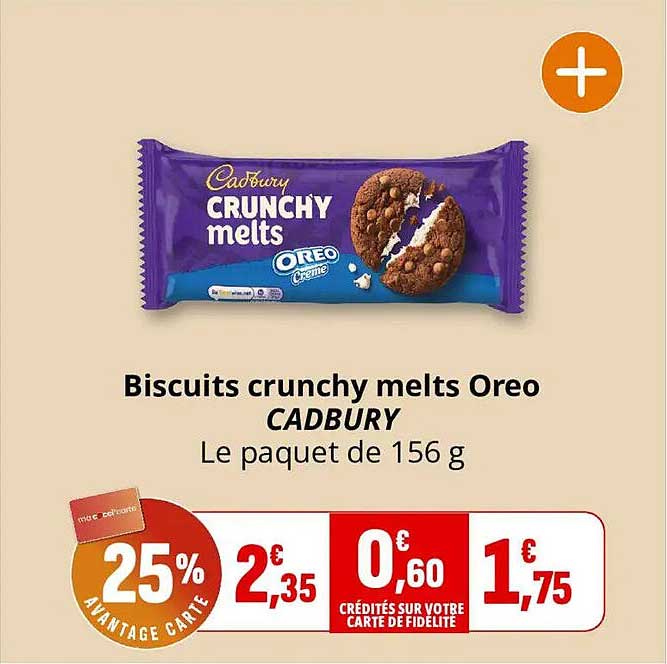 Biscuits crunchy melts Oreo CADBURY