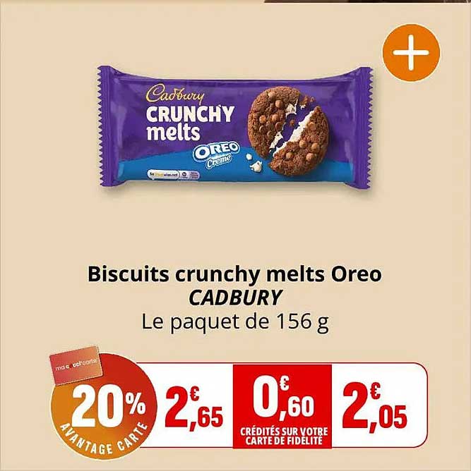 Biscuits crunchy melts Oreo CADBURY